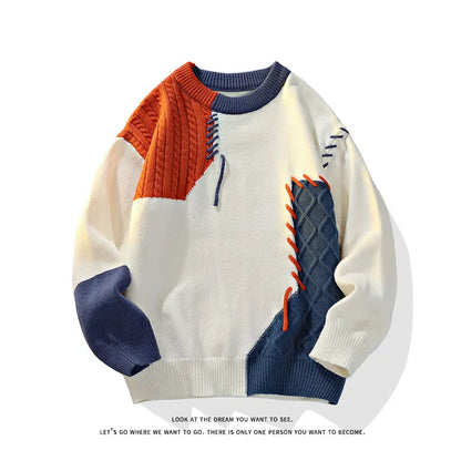 Korean Patchwork Knit Sweater