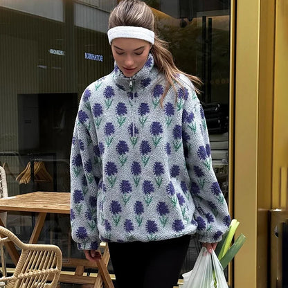 Floral Lamb Fur Hoodie