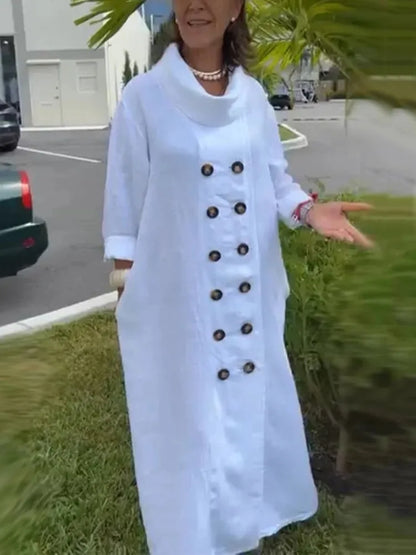 Buttoned High Neck Maxi Dress