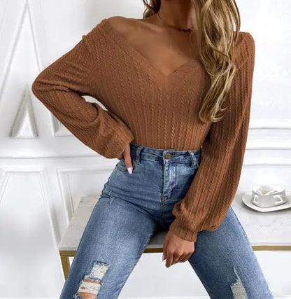 V-Neck Knit Top