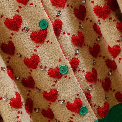 Heart Plaid Short Cardigan