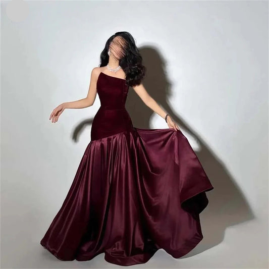 Strapless Satin A-Line Evening Dress