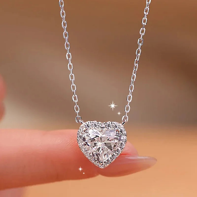 Crown Moissanite Silver Necklace