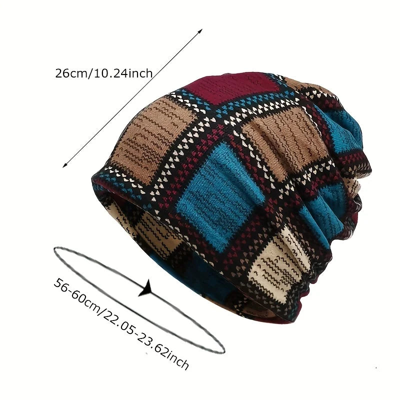 Vintage Printed Slouchy Beanie