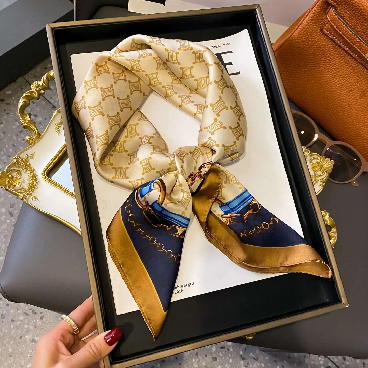 Luxury Silk Plaid Hijab Scarf