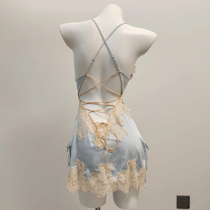 Sexy Ice Silk Lace Pajamas