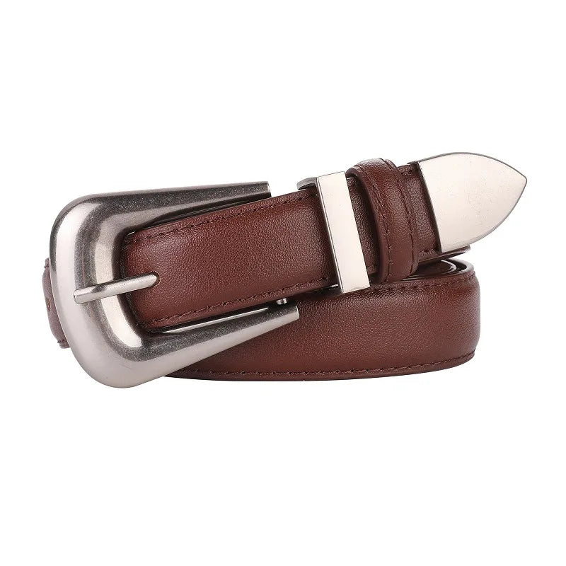Burgundy Leather Belt with Gold Buckle