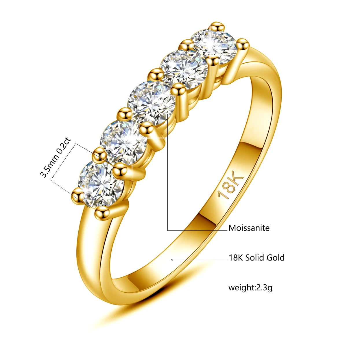 18K Gold Moissanite Ring