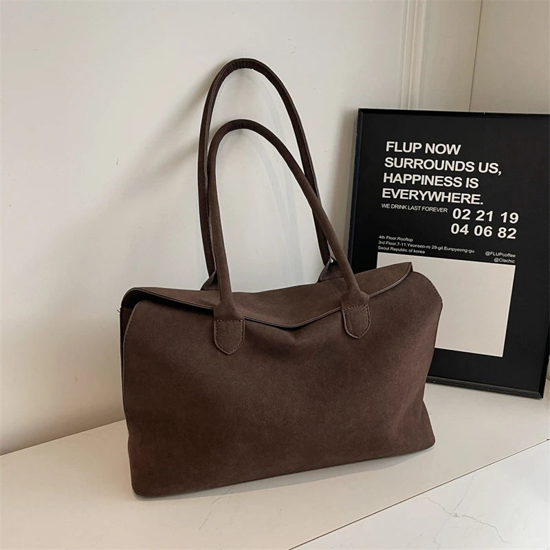 Faux Suede Business Shoulder Bag