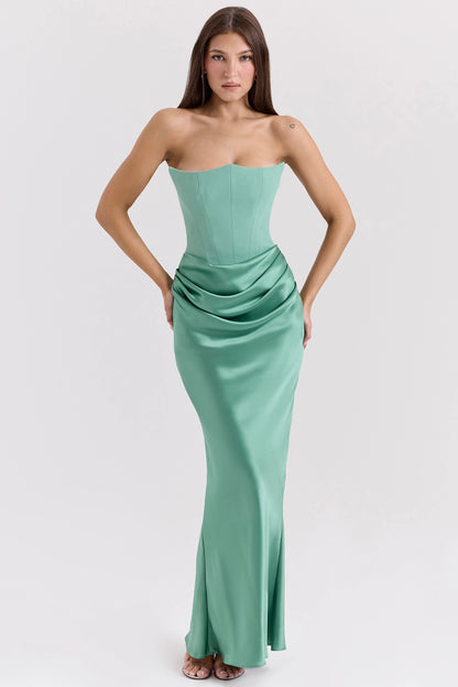Elegant Strapless Satin Evening Dress