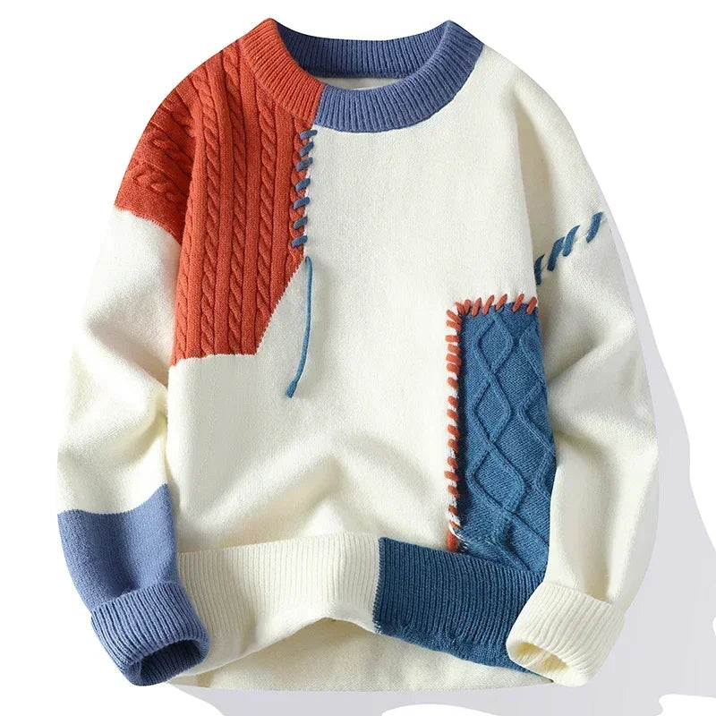 Korean Patchwork Knit Sweater