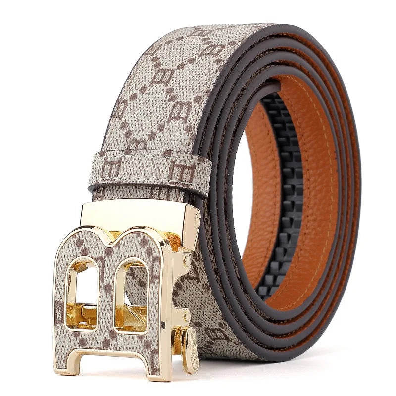 Luxury leather B buckle belt
