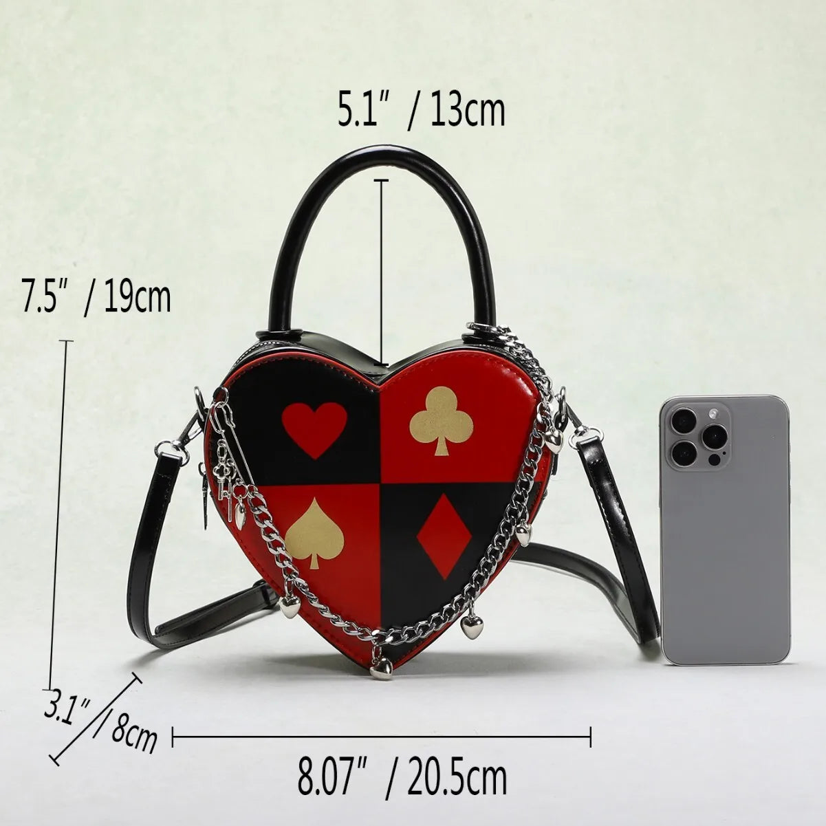 Creative Love Poker Heart-Shaped Shoulder Bag