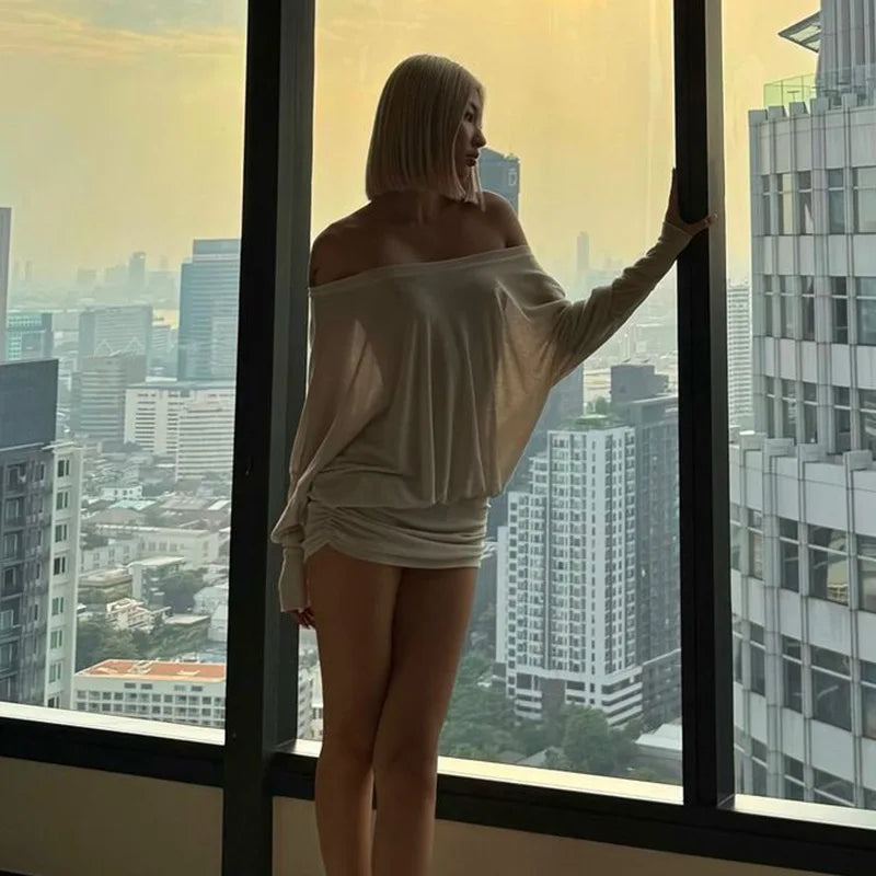 Off Shoulder Ruched Mini Dress