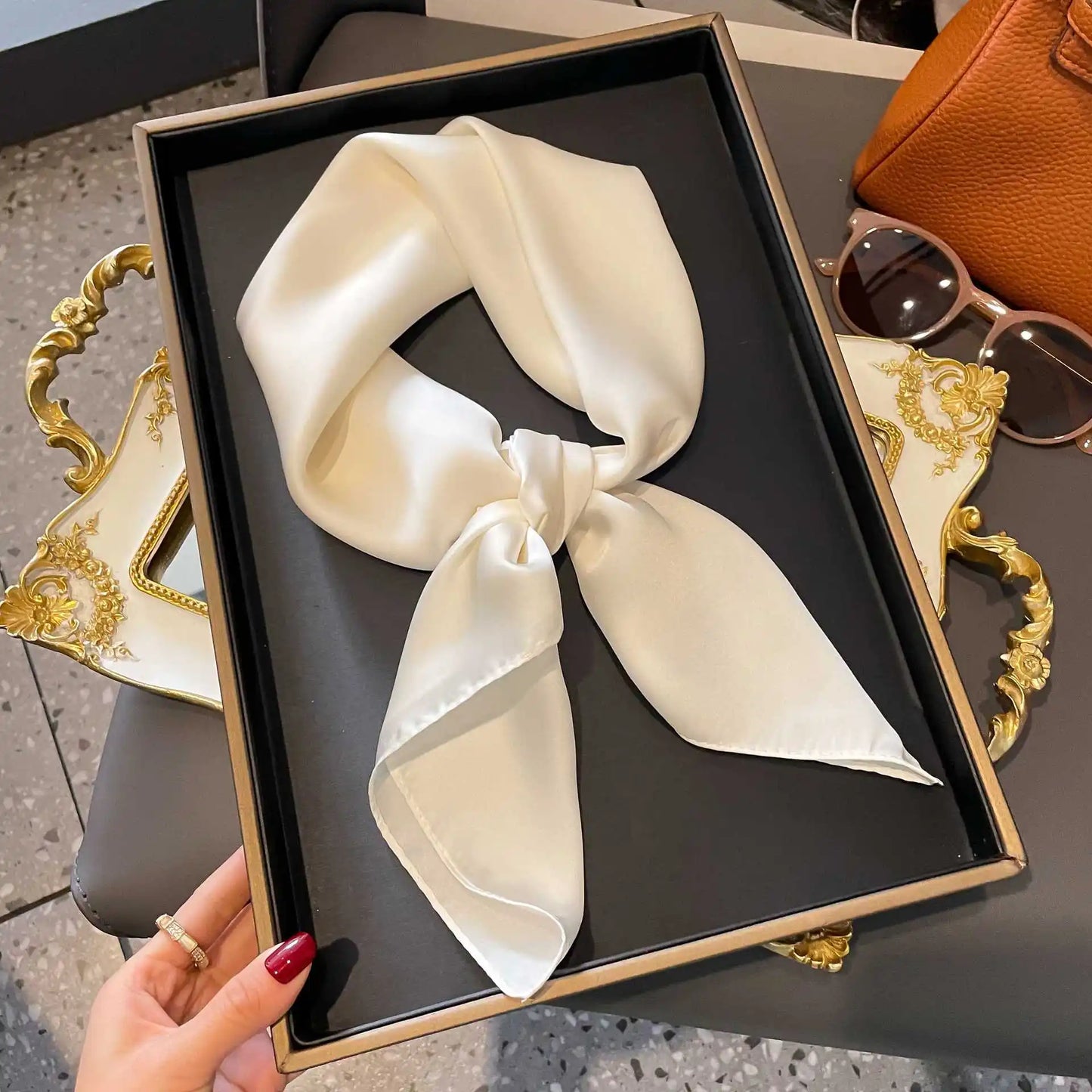 Luxury Silk Plaid Hijab Scarf