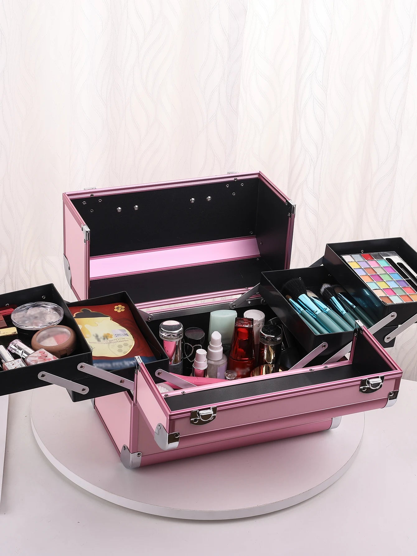 Portable Aluminum Alloy Makeup Train Case with Handle