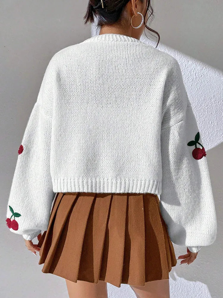Cherry Embroidery Cardigan