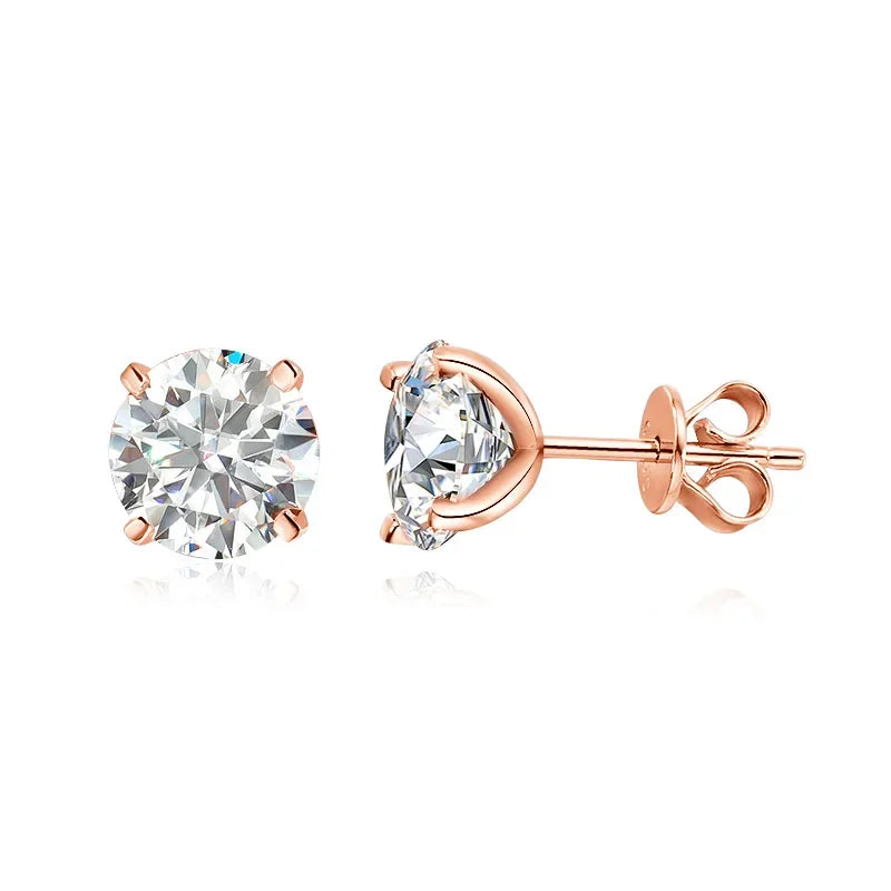 18K Plated 0.1-3CT Moissanite Stud Earrings