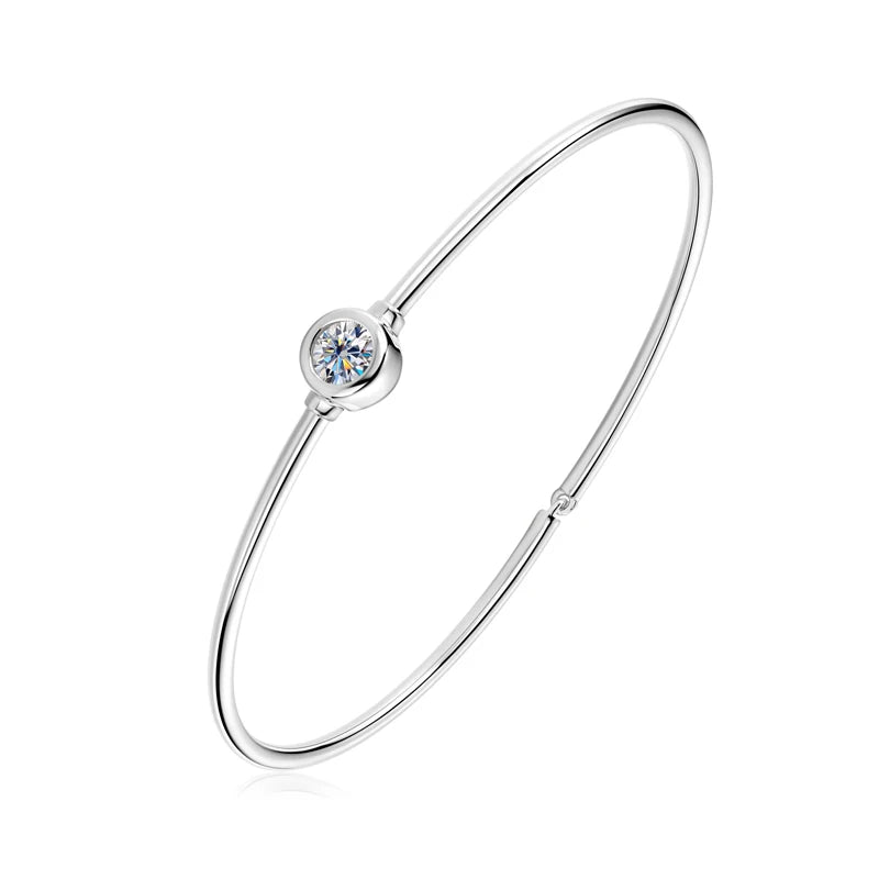 OXTAO Round Moissanite Silver Bangle