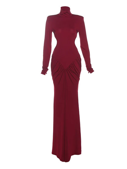 Backless Ruched Maxi Evening Dress