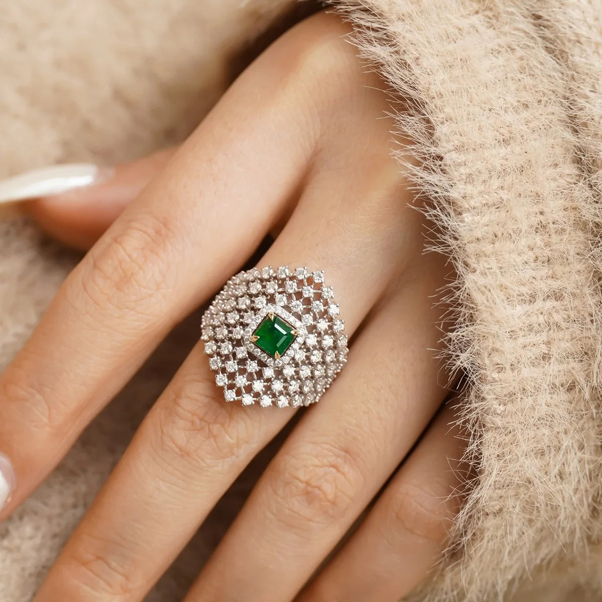 Emerald Geometry Ring