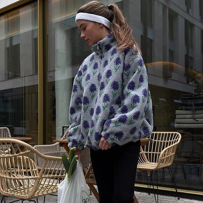 Floral Lamb Fur Hoodie