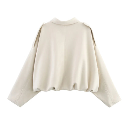 Beige Oversize Bomber