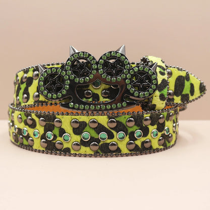 Rhinestone Leopard Belt