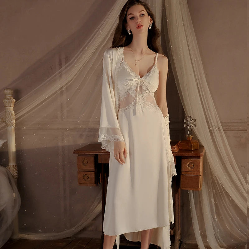 Women's Luxury Silky Robe & Slip Dress Set
