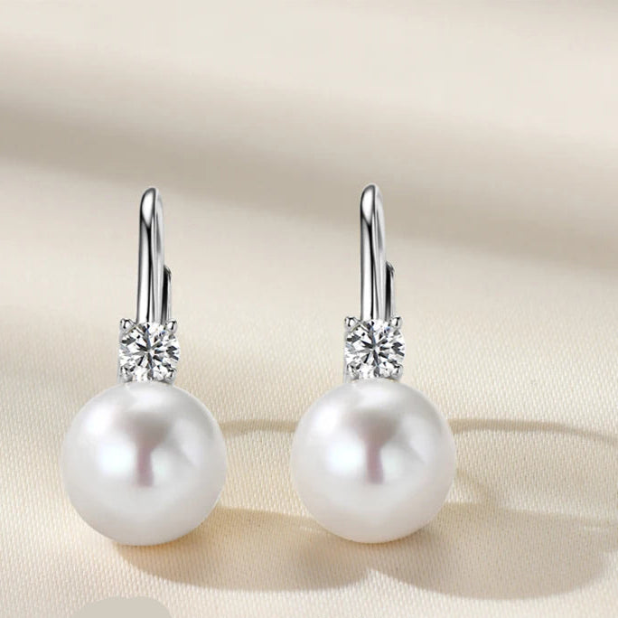 Sterling Silver Pearl Hoop Earrings