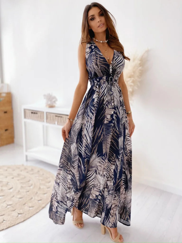 Boho V-Neck Backless Maxi Dress
