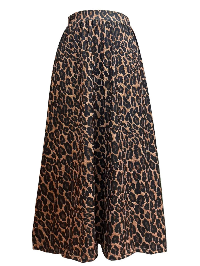 Leopard Print A-Line Skirt