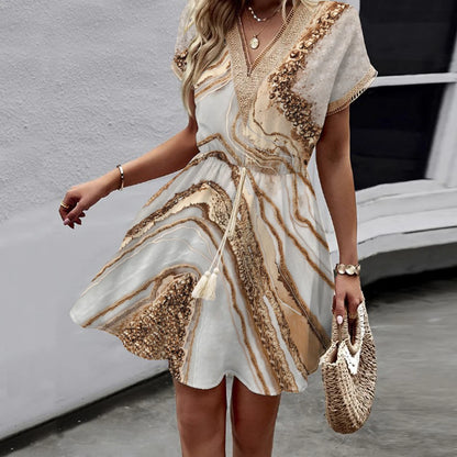 Boho Printed Batwing Dress