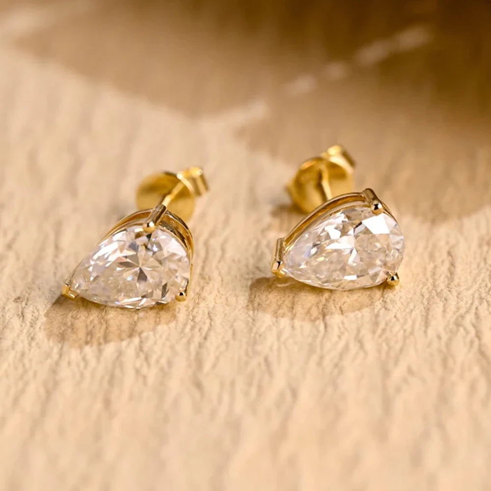 Pear Cut Moissanite Stud Earrings