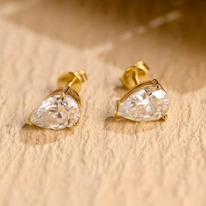 Pear Cut Moissanite Stud Earrings