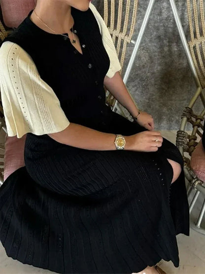 Elegant White Knit Maxi Dress