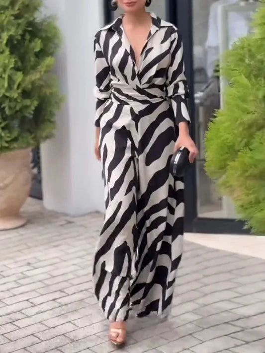 Zebra Print Wide Leg Jumpsuit