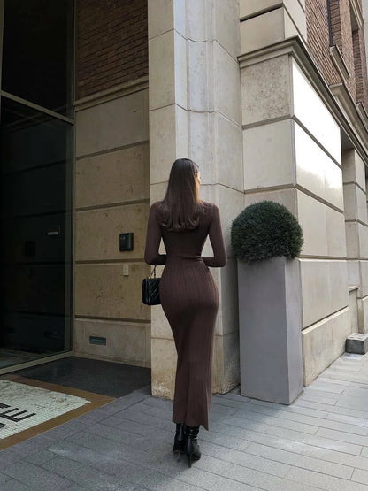 Slim Striped Knitted Dress