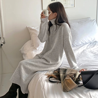 Turtleneck Loose Knit Sweater Dress