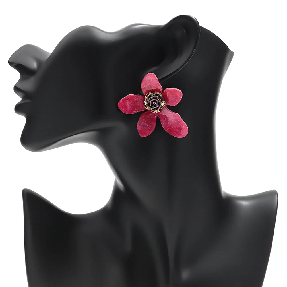 Large flower statement earrings