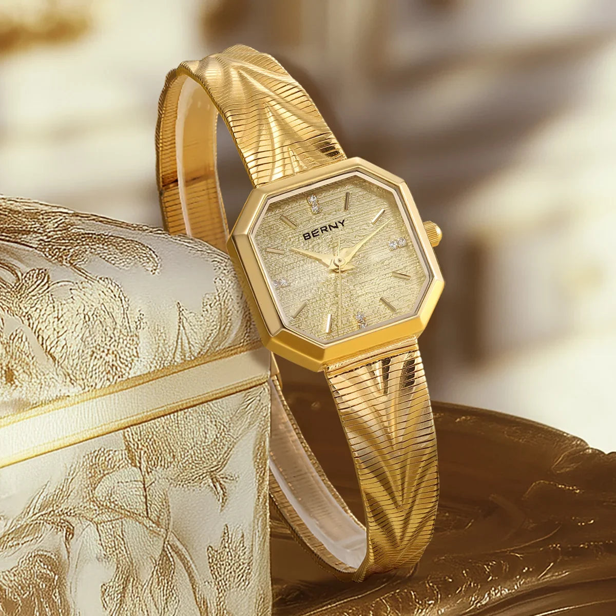 Gold Octagonal Watch