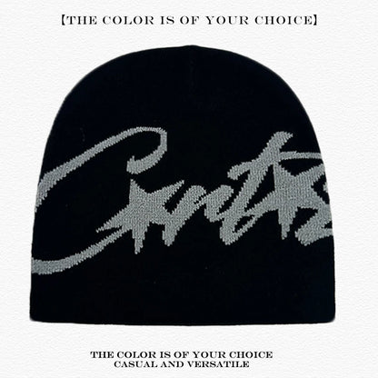 Leopard Print Letter Knit Beanie