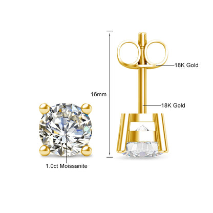 Szjinao 18K Gold Moissanite Stud Earrings