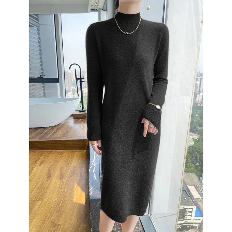 Pure Wool Knit Sweater Dress