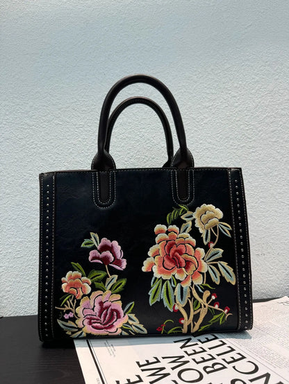 Embroidered Floral Shoulder Bag