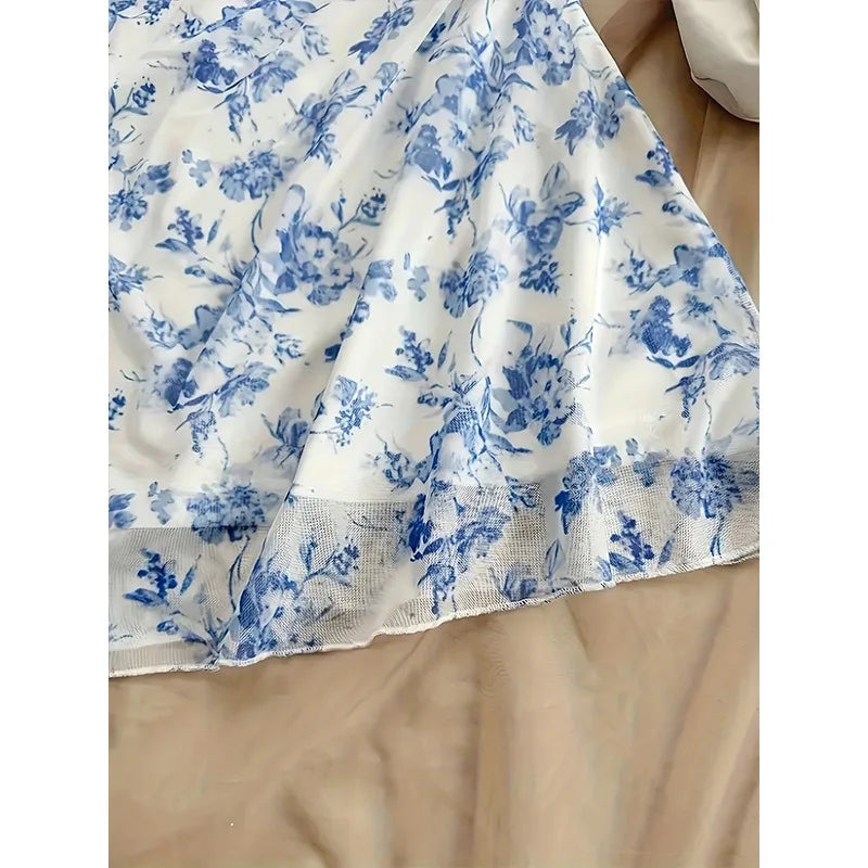 Floral Square Neck Mini Dress