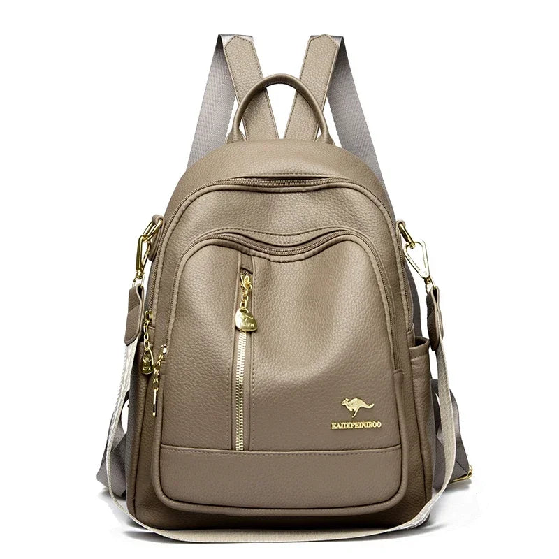 Soft Leather Women Travel Backpack