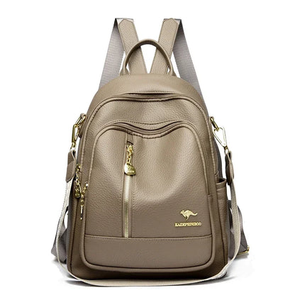 Soft Leather Women Travel Backpack