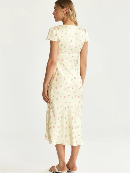 V-Neck Printed A-Line Dress