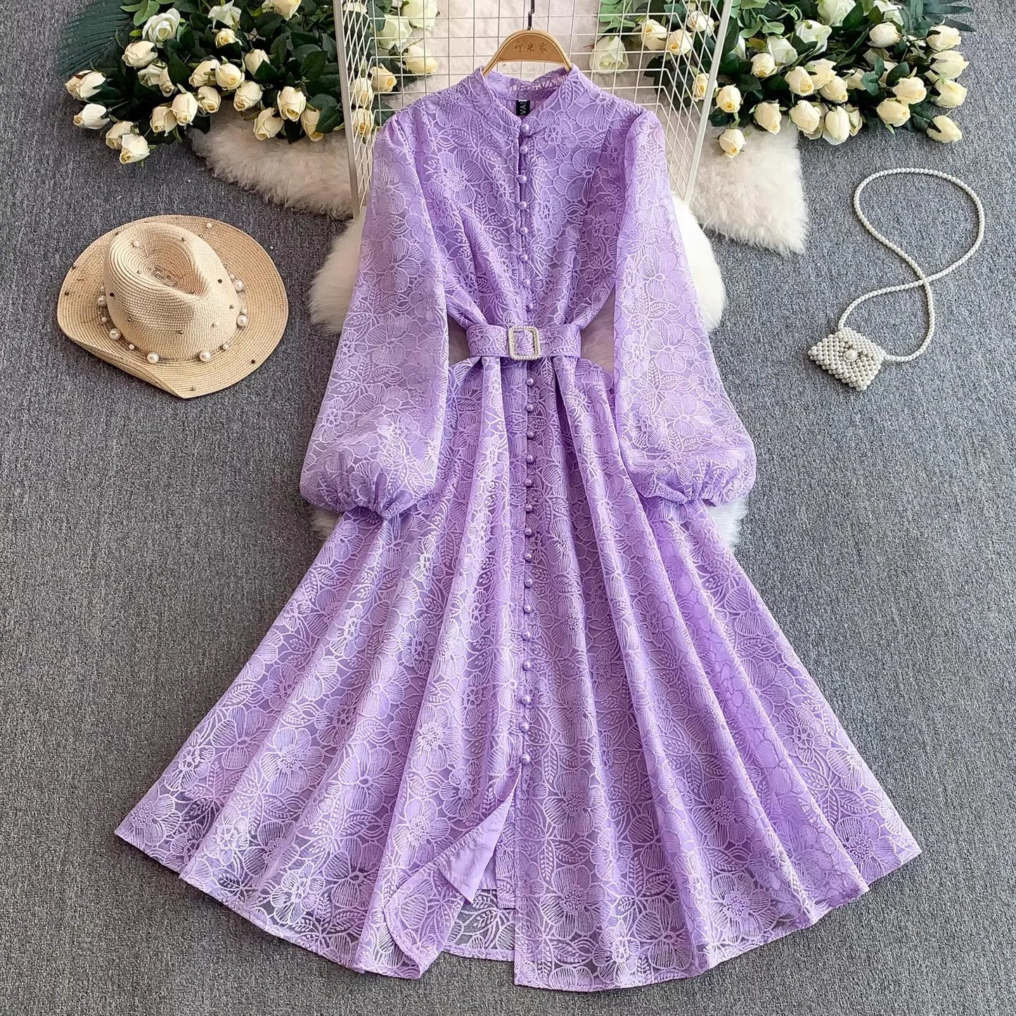 Elegant Embroidery Lace Evening Dress